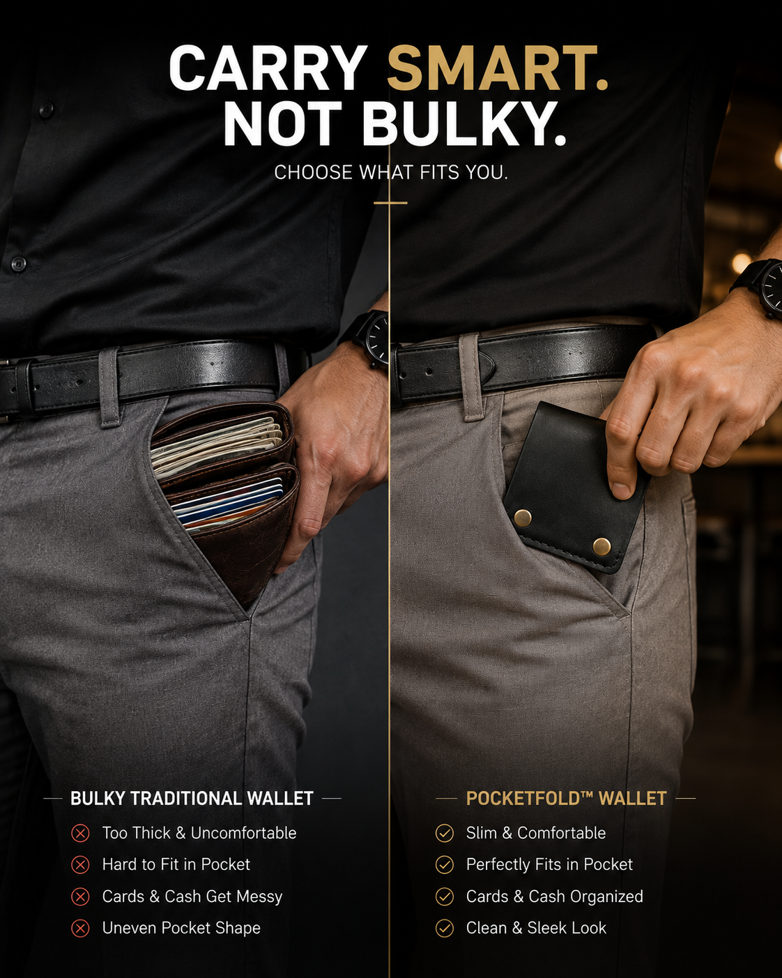 Compact black leather-style wallet