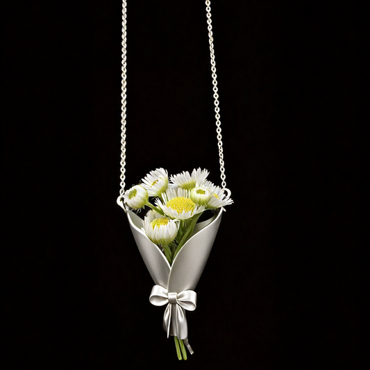 Elegant Silver Flower Bouquet Pendant
